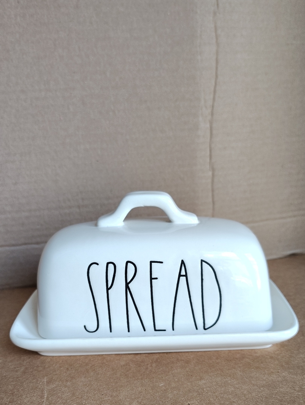 Rae Dunn Spread Butter Dish White Black Text Artisan Collection By Magenta
